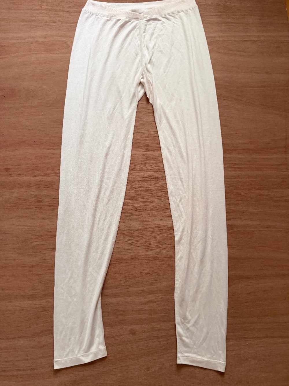 Winter Silks women's 100% silk base layer thermal cream white leggings size M/P